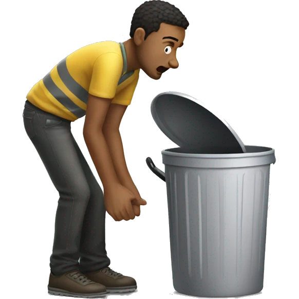 The guy is dimping in the trash can emoji