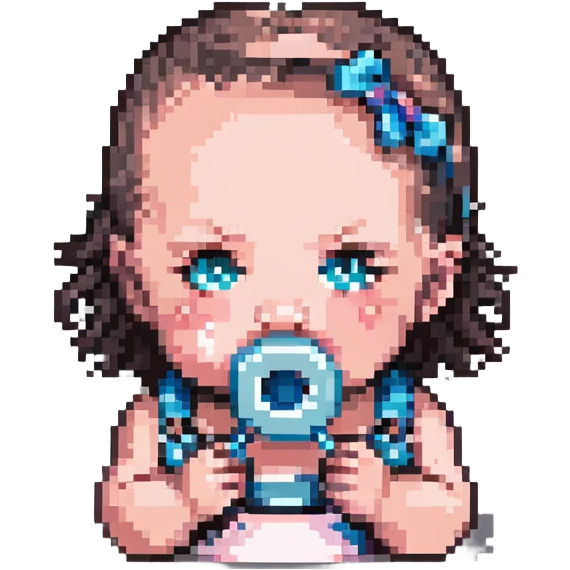 baby girl with a pacifier in her mouth emoji
