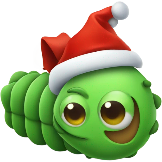 An iOS style caterpillar with a Santa hat emoji
