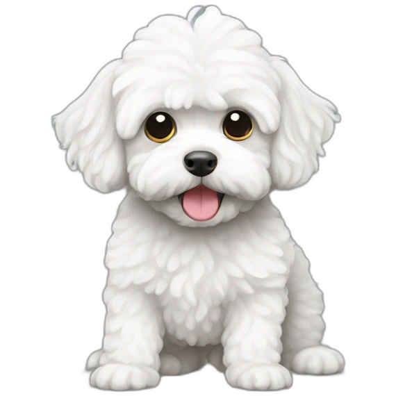 a white maltipoo pinching emoji