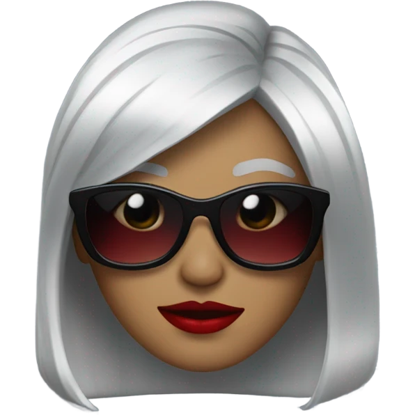 Silver hair red lips black sunglasses female  emoji
