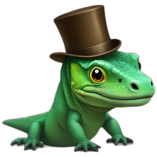 Komodo with top hat emoji