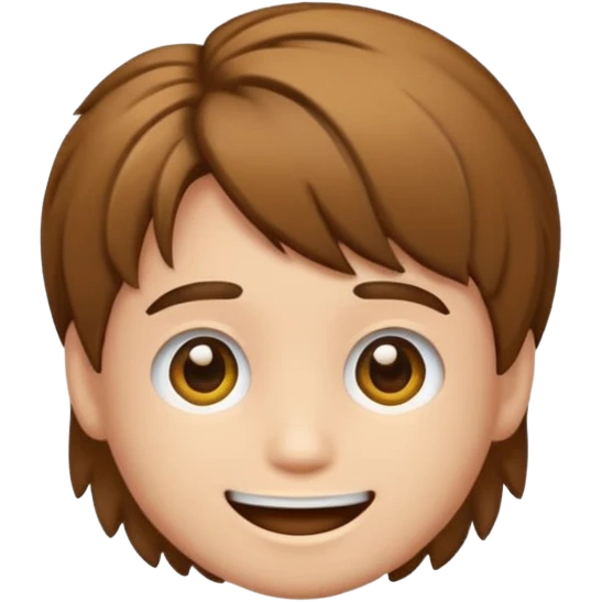Crie um emoji de um menino com o cabelo castanho claro com uma franja e o corte low fade emoji