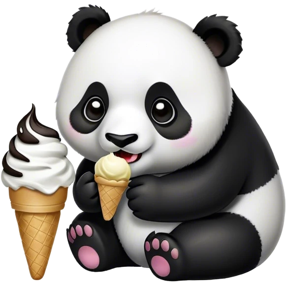 Panda eating ice cream emoji