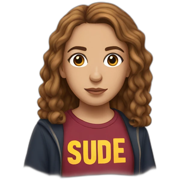 Hermione Granger wears a T-shirt with the word Sude on it emoji