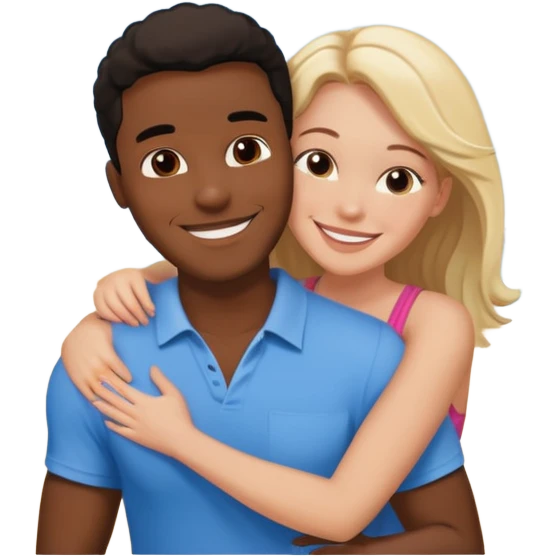 Metis black Man and white woman hug love on beach emoji