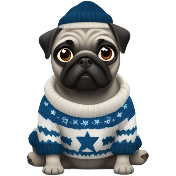Black pug a Jewish star sweater emoji