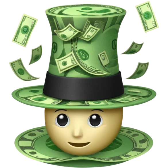 gorro de mago lleno de dolares emoji