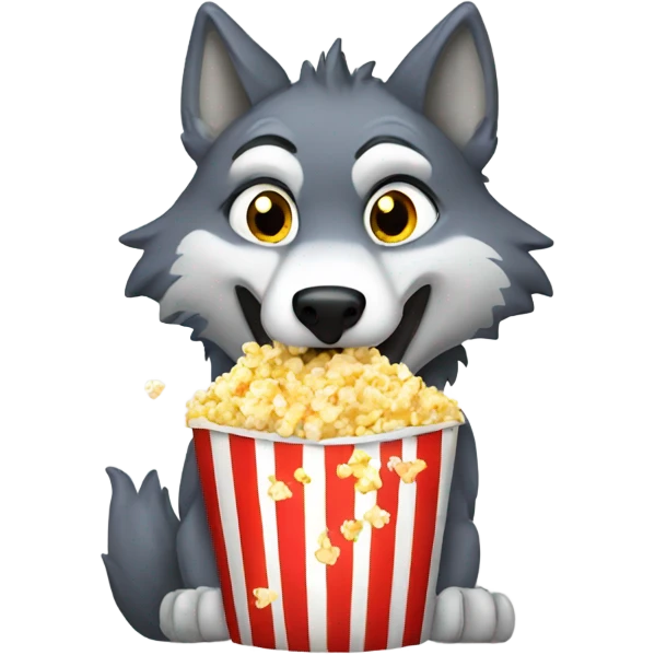 Wolf eating popcorn  emoji