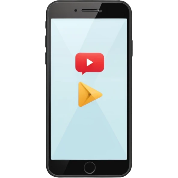 Minimalistic flat vector icon, iOS style, thin black contour on white background. Smartphone with play button and short video frames around it. Clean, no text, no shadows emoji