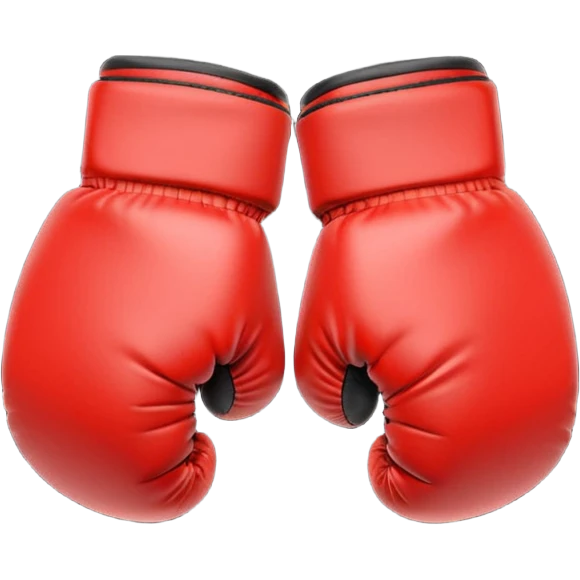 Minimalistic flat vector icon, iOS style, thin black contour on white background. Boxing gloves or a fighter silhouette in stance. emoji