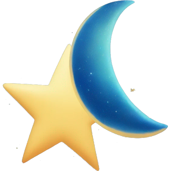 Una luna de color azul y una estrella emoji