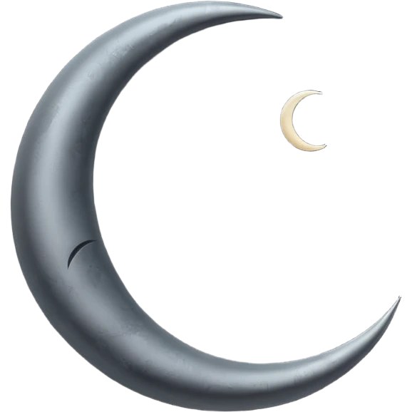 
iOS style emoji, minimal crescent, dark fantasy moon, flat emoji