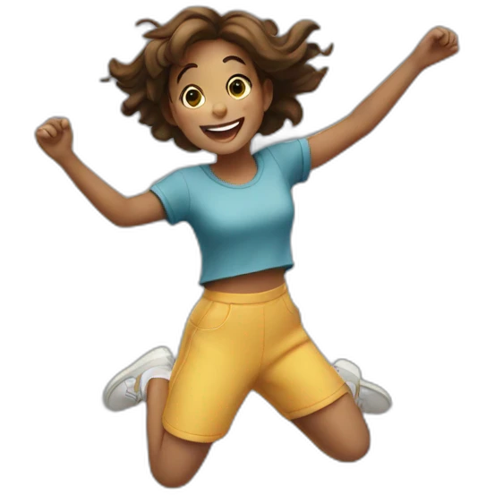 girl smiling and jumping emoji