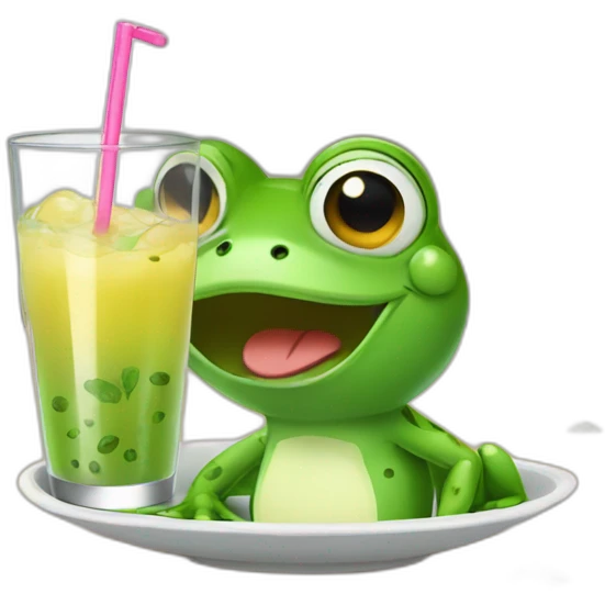 Frog drinking boba emoji