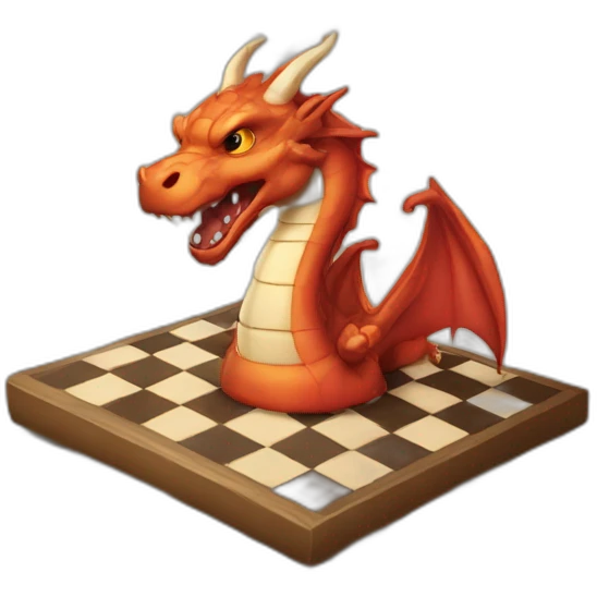chess board with a dragon head emoji