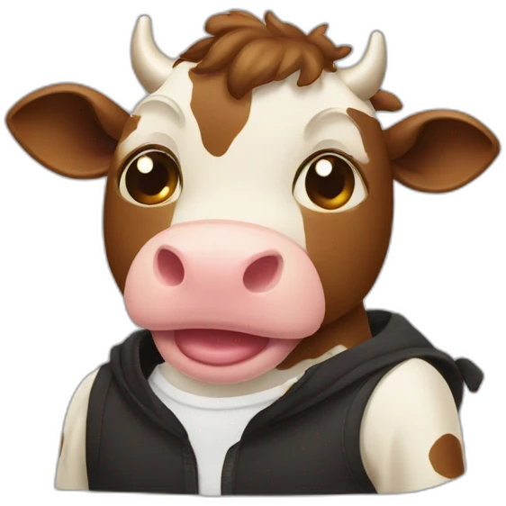 A cow con a guys emoji
