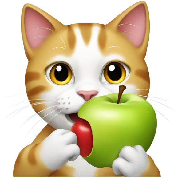 Cat eating an apple emoji