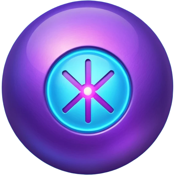 glowing sphere with blue and purple light inside, symbol of energy core, dark background, emoji style, 1:1 emoji
