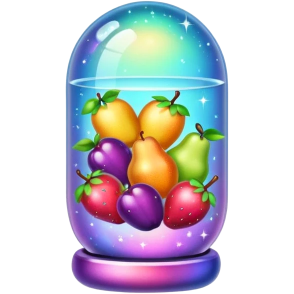 capsule with fruits and sparkles emoji