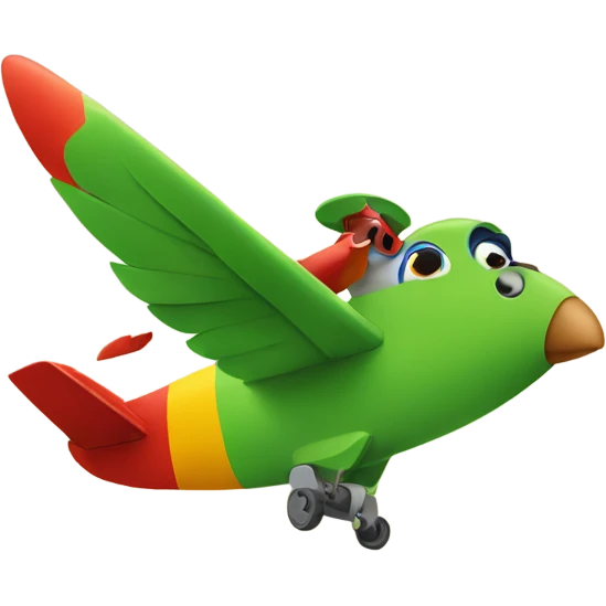 Parrot flying an airplane emoji