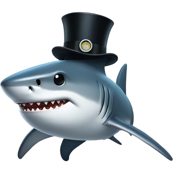 Shark with a top ha emoji