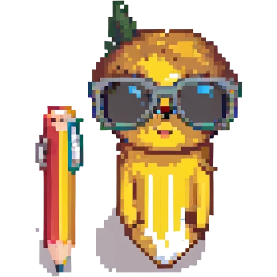 A big pencil with a kitten in sunglasses emoji