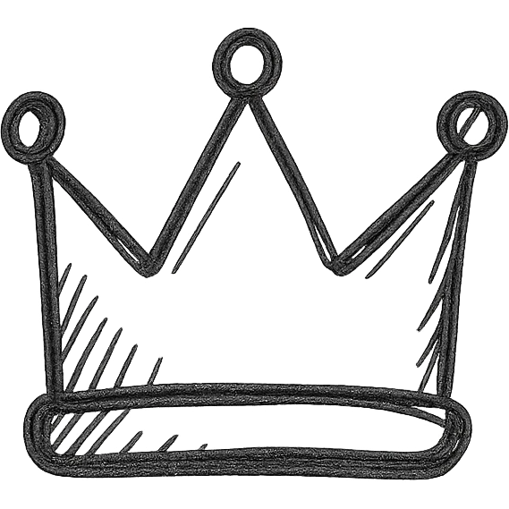 a hand-drawn black outline of a crown, minimal emoji