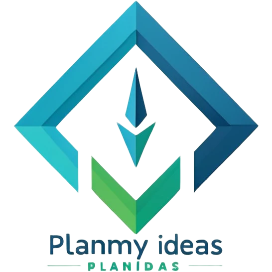 A clean, modern, and professional logo design for a project management and planning framework named 'planmyideas'. The logo should visually represent the journey from initial concept to successful execution. emoji