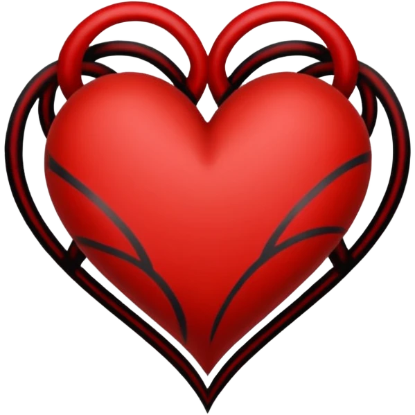 Black and red heart tattoo style emoji