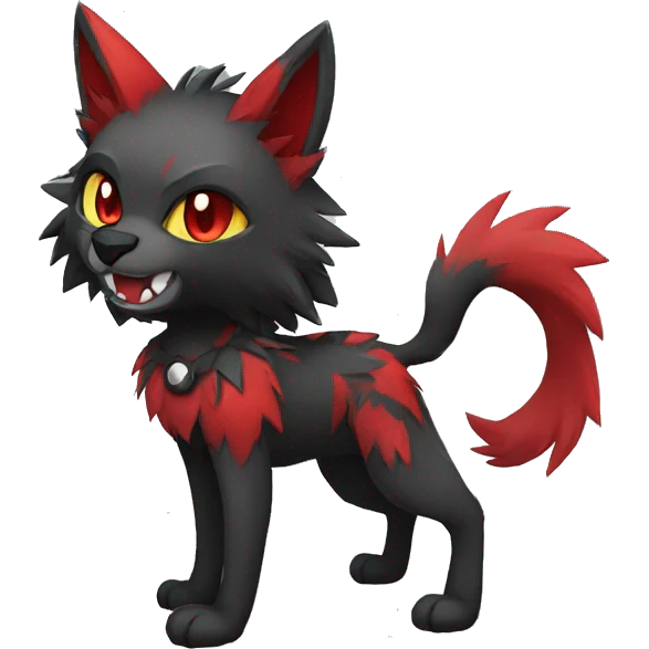 black red punk wolf-cat-Fakemon emoji
