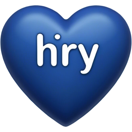 Dark blue heart with the words Hi Ry in the middle  emoji