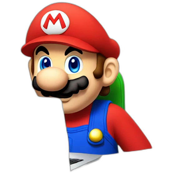 Mario behind a laptop emoji
