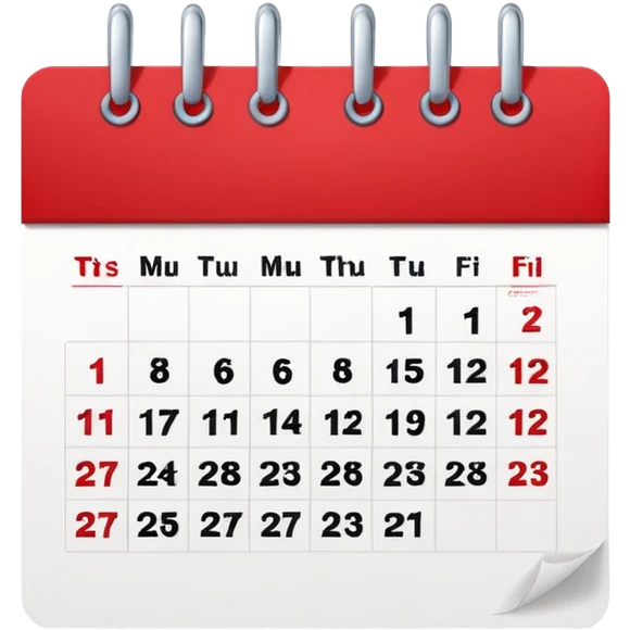 calendar with a red top emoji
