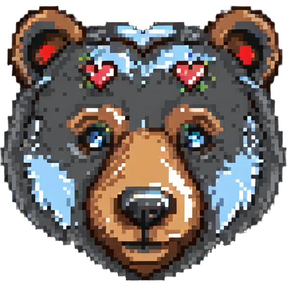 bear head with hearts around it emoji
