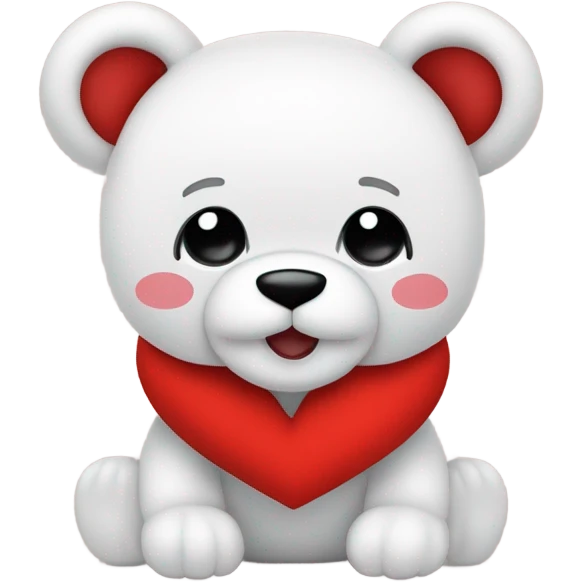 osito de peluche color blanco sosteniendo un corazon rojo emoji