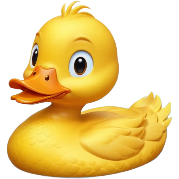 A 3D cartoon duck floating on a calm pond, soft ripples, rounded features, vibrant colors, cute and happy face, Memoji-style lighting. emoji