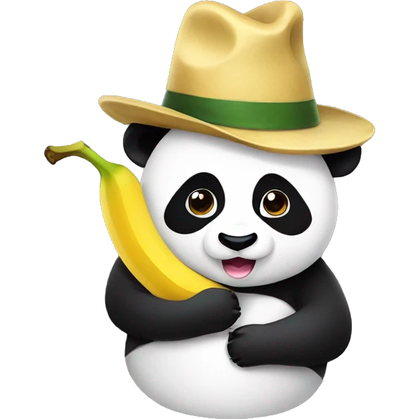 Panda with a hat eating a banana emoji