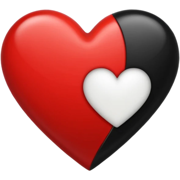 half white, half black heart emoji emoji