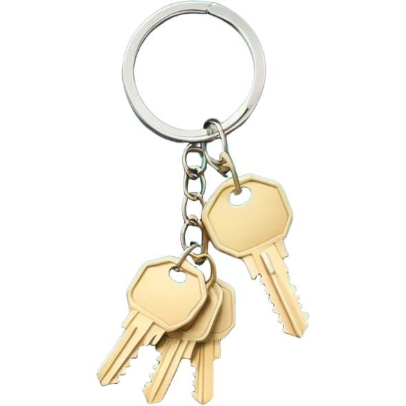bundle of light beige keys on a dark green palm-shaped keychain, emoji style emoji