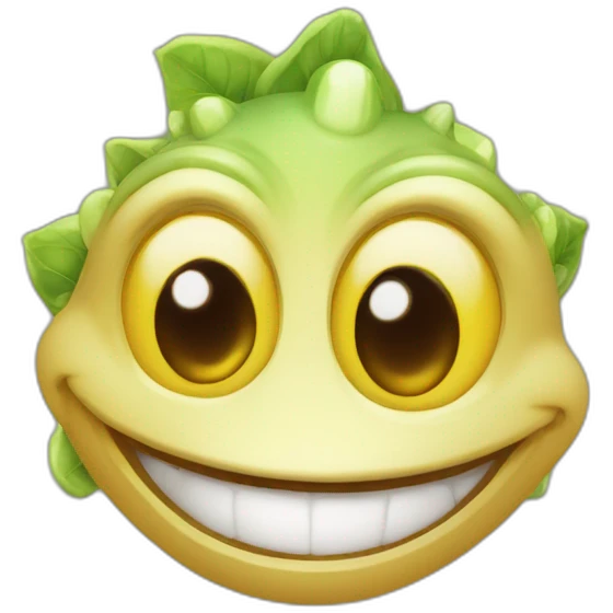 Rostro de camaleón crestado sonriendo emoji