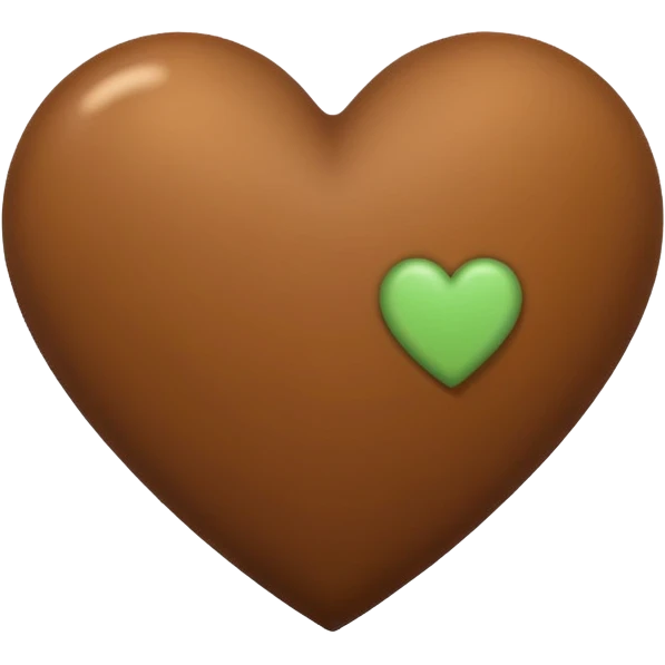 brown heart with small khaki green heart  in top left corner emoji