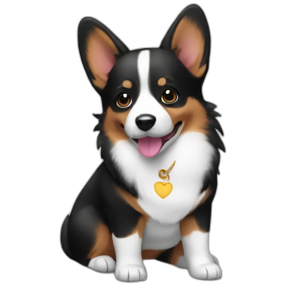 Black corgi cute dress emoji