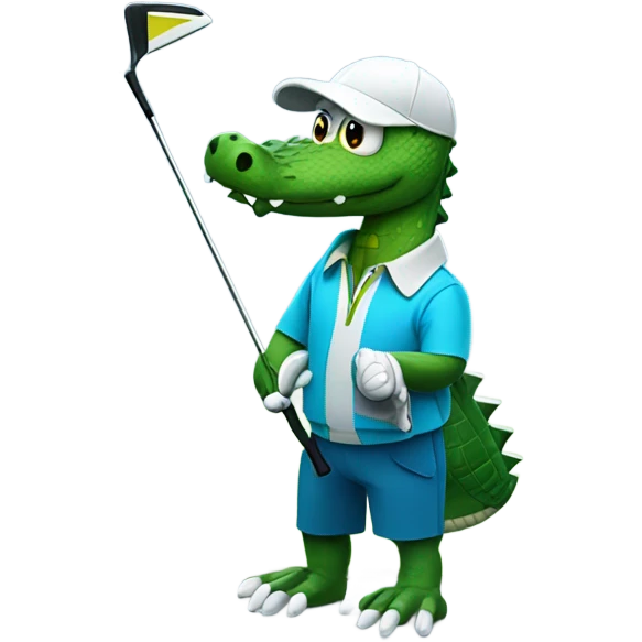 Alligator playing golf in the snow emoji