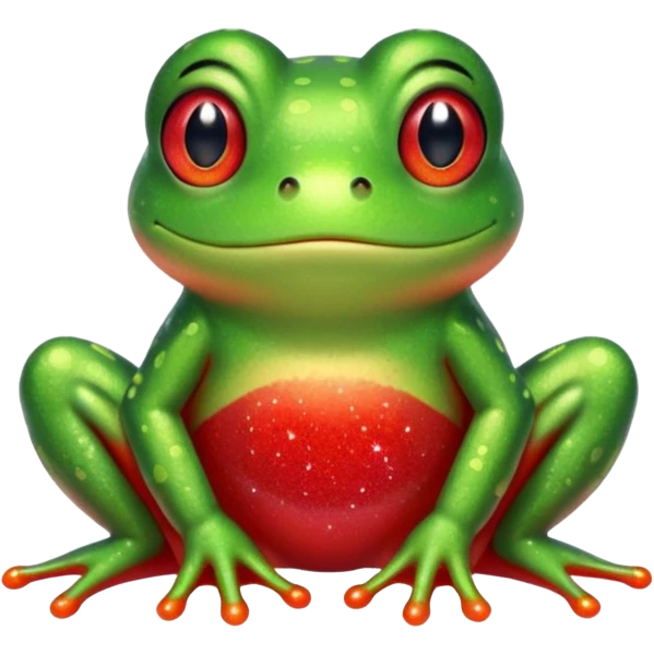 Frog Cute Red Glitter transversal emoji