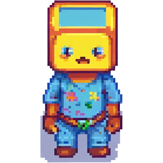 pixel art meeple, blocky and retro, limited color palette emoji