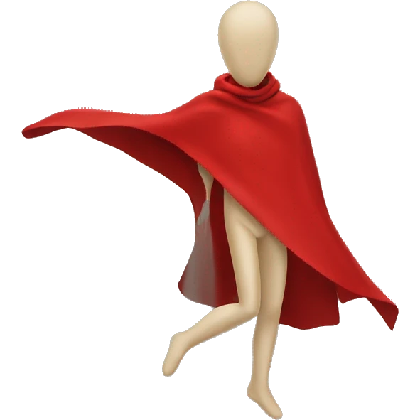 faceless beige mannequin flying red cape emoji