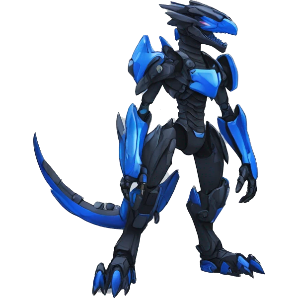  Cool Edgy Futuristic Black Blue Digimon-Fakemon-Raptor-Dragon-Mecha full body emoji