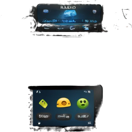 car radio head unit showing and android icon inside screen emoji