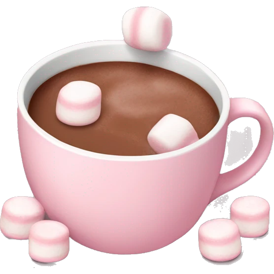 Light Pink mug of hot chocolate with marshmallows  emoji